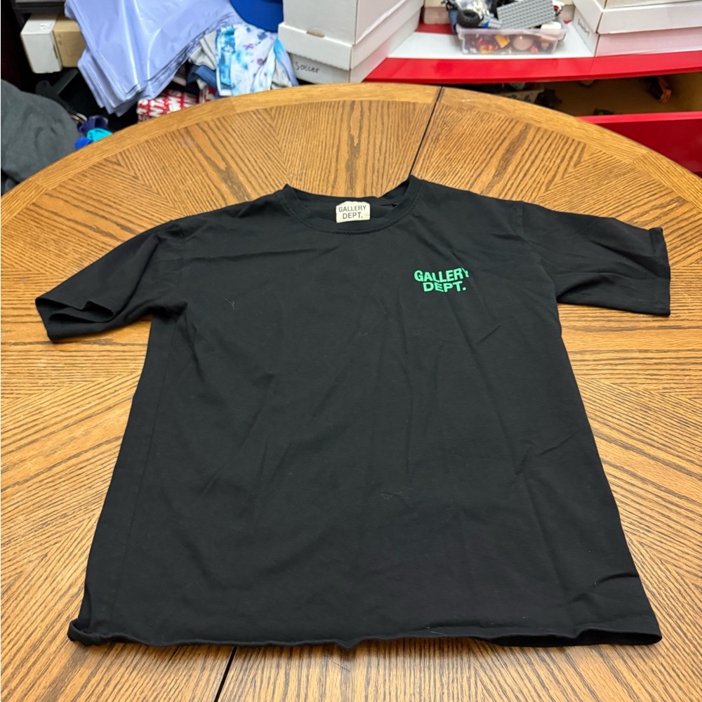 Gallery Dept Black T-Shirt with Green Logo